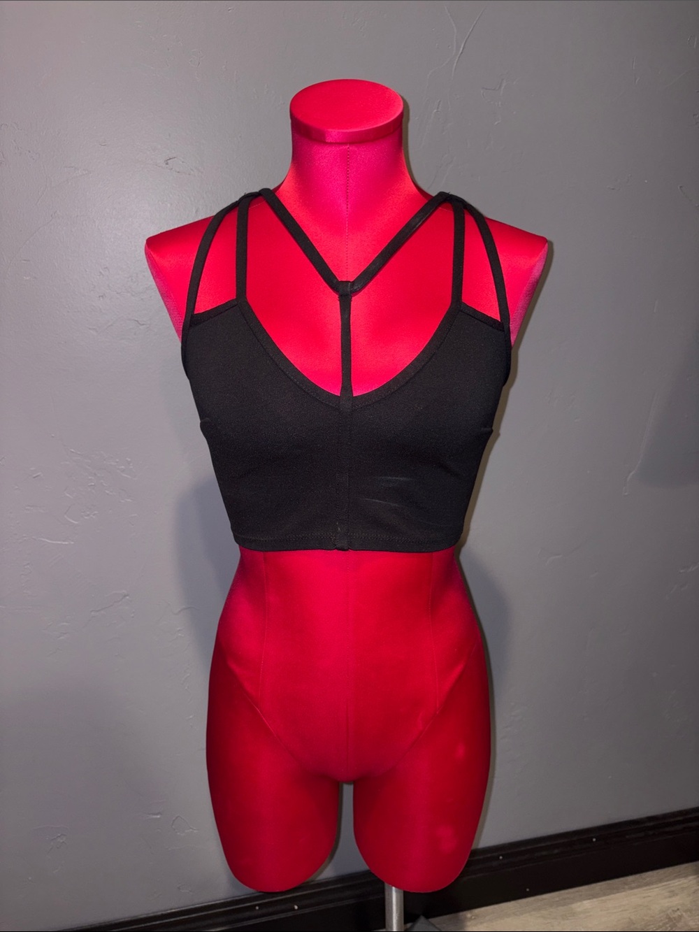 Fora Black Strappy V-Neck Bralette/Crop Top